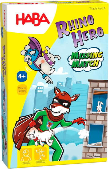 Rhino Hero Missing Match Missing Match | HABA | Juego de memoria y observación +4 | Atención y agilidad mental