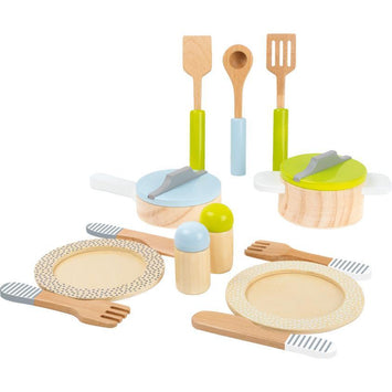 Set vajilla, ollas y sartenes para cocina infantil - El Árbol y Yo