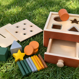 Juguete Montessori de encaje de madera – 3 formas de jugar | +12 meses