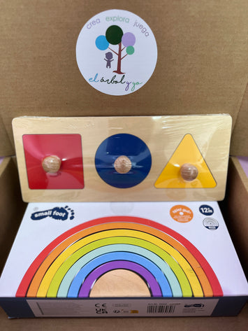Pack Montessori Arco iris de madera. + 12 meses.