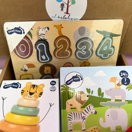 Pack Animales aventura en Safari. Juguetes de madera. + 12 meses. Small Foot.