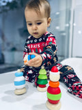 Apilable de madera de Papá Noel. Juguete ecológico y educativo +12 meses