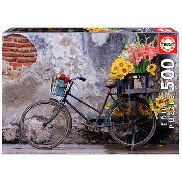 Puzzle bicicleta con flores