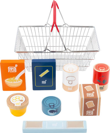Cesta de la compra infantil de metal con alimentos de madera Small Foot  +2 años