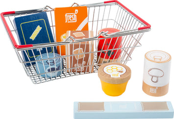 Cesta de la compra infantil de metal con alimentos de madera Small Foot  +2 años