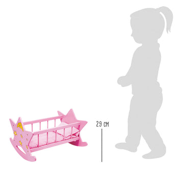 Cuna rosa de madera para muñecas 