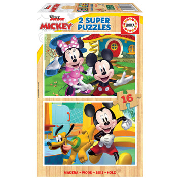 puzle de madera de mickey y minie