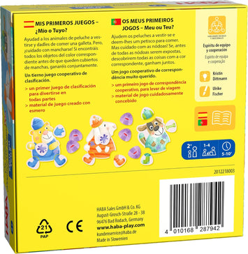 ¿Mio o tuyo? Mis primeros juegos TO GO. Juego de clasificación. +2 años