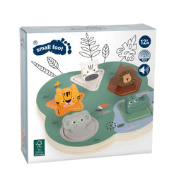 Puzle de Animales Safari 3D de madera con Sonido| Small Foot. +12 meses
