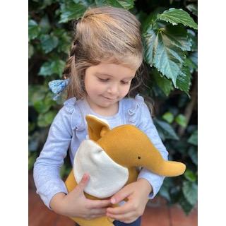 Peluche de algodón orgánico Elefante mostaza