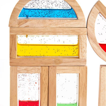 Bloques sensoriales con líquido y purpurina