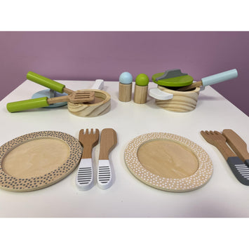 Set vajilla, ollas y sartenes para cocina infantil - El Árbol y Yo