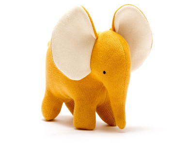 Peluche de algodón orgánico Elefante mostaza